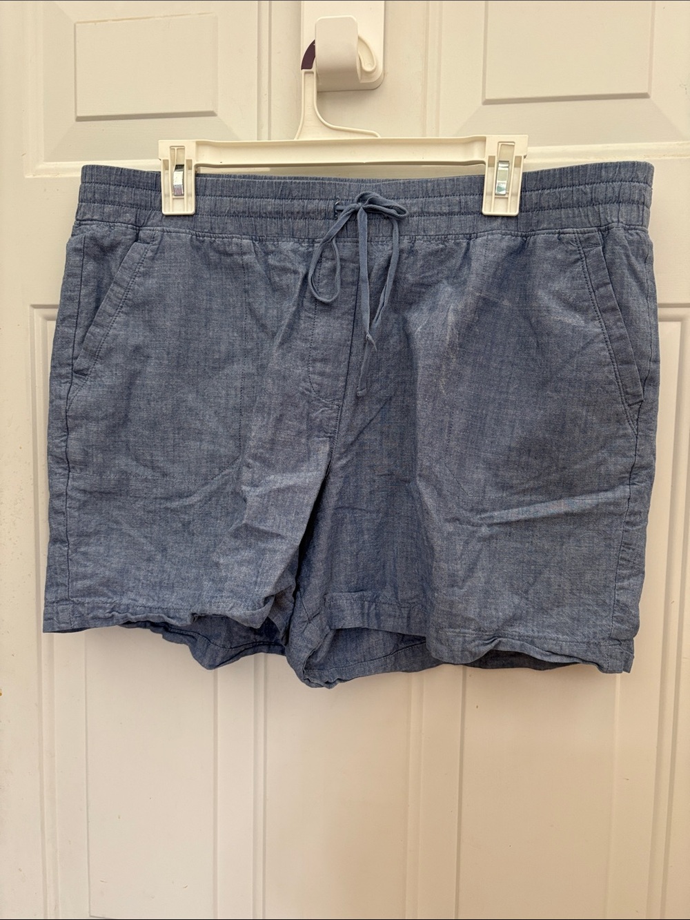 Talbots Light Blue Chambray Drawstring Top